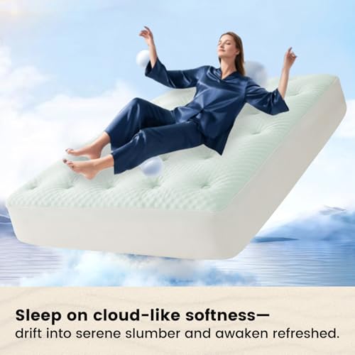 Queen Mattress Topper - Reversible Egg Crate Memory Foam Pad, Waterproof, Deep Pocket 21"