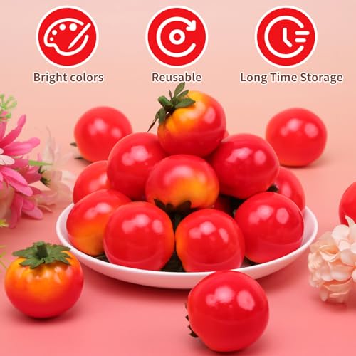 Mini Artificial Tomatoes - 40 Pcs Realistic Fake Fruit Decor