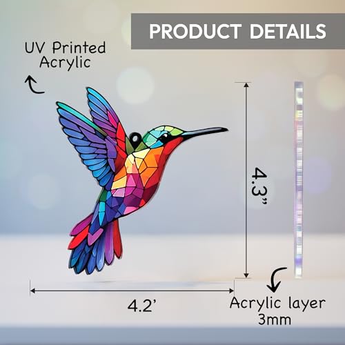 Rainbow Hummingbird Christmas Ornament - Hanging Tree Decor by Sensemory