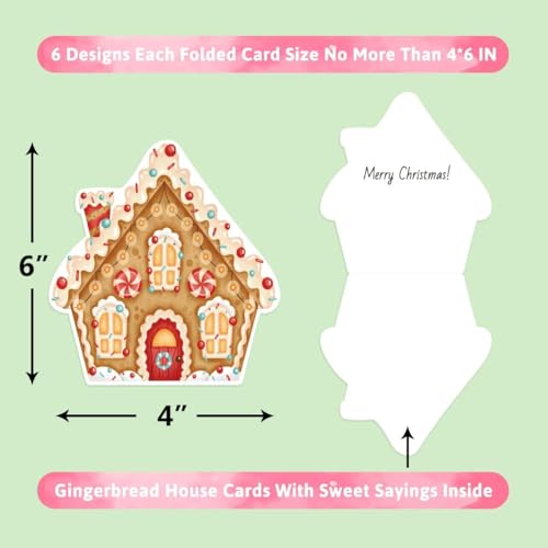 Ceiba Tree 24-Pack Gingerbread House Greeting Cards with Envelopes