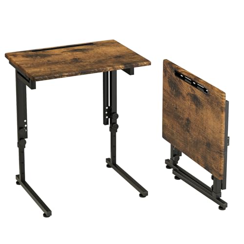 Adjustable C-Shaped Folding TV Tray Table - Portable Snack End Table
