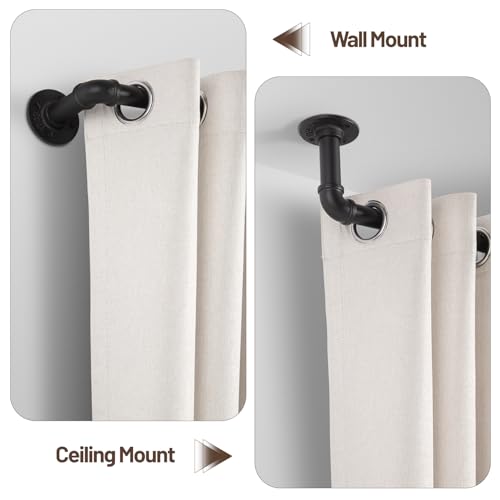 1-Inch Industrial Wrap Around Curtain Rod, Heavy Duty Adjustable 48"-86"