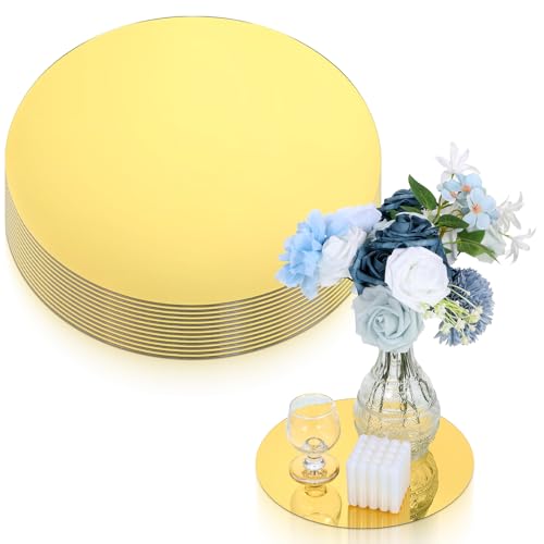 12 Pack 10-Inch Round Gold Acrylic Mirror Centerpieces for Tables and Walls