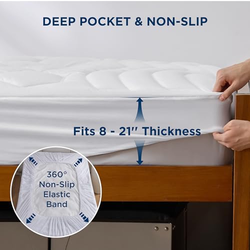 Bedsure Twin XL Mattress Pad - Quilted Topper with 21" Deep Pocket
