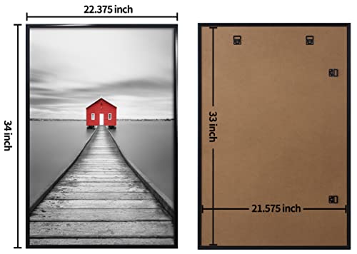 22.375 x 34 Black Poster Frame 3-Pack | Vertical & Horizontal Wall Mount