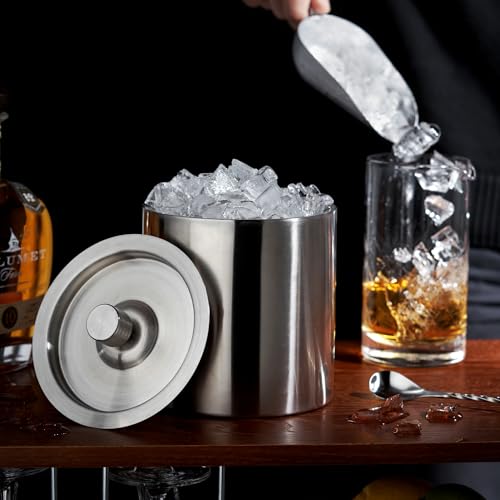 Stainless Steel Ice Bucket with Lid - Insulated Party & Barware Container