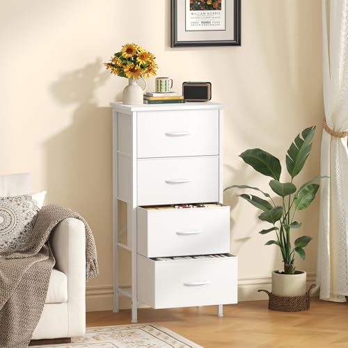 Sweetcrispy 4-Drawer Fabric Dresser and Tall Nightstand Storage Tower