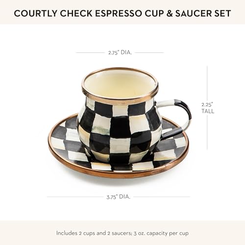 MacKenzie-Childs Courtly Check Espresso Cup & Saucer Set - Black & White