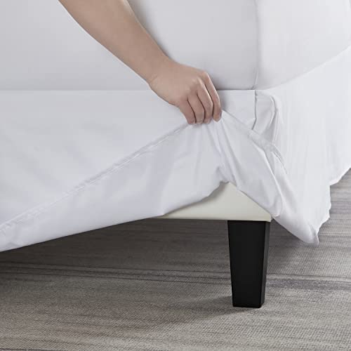 White Queen Bed Skirt with 14 Inch Drop - Tailored Brushed Microfiber