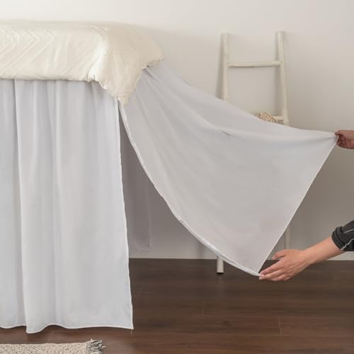 Twin XL Dorm Bed Skirt - 32 Inch Drop Extra Long Split Corner Ruffle