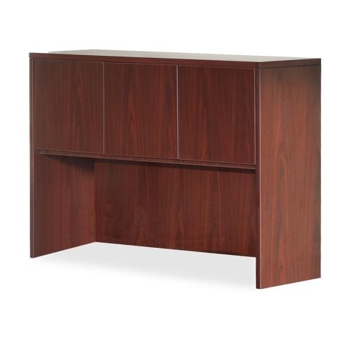 60-Inch Mahogany Office Hutch with Doors for Desk Storage