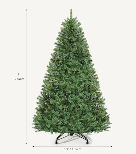 DWVO 9ft Green Spruce Artificial Christmas Tree with 2028 Tips