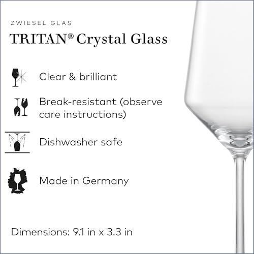 Schott Zwiesel Pure Sauvignon Blanc White Wine Glass Set of 4, 14oz, Dishwasher Safe, Made in Germany