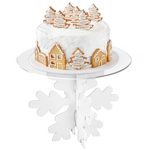 Whaline Snowflake Cake Stand 15.7in White Acrylic Dessert Display