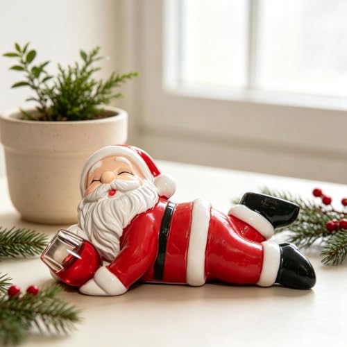 Mtruil Xmas Style 13 Santa Resin Figurine Holding Red Wine - Christmas Decor