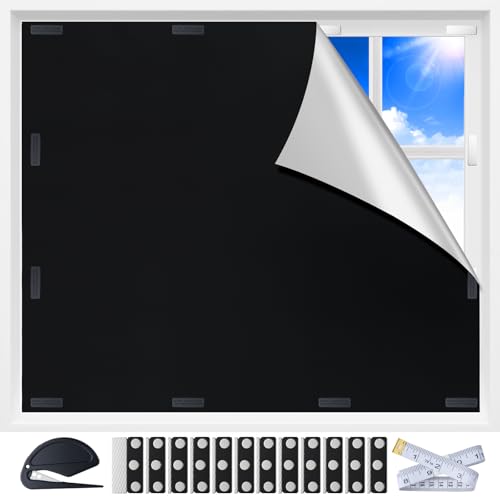 Magnetic Blackout Window Cover - Portable No Drill Curtains, 39x57 Inch, Black