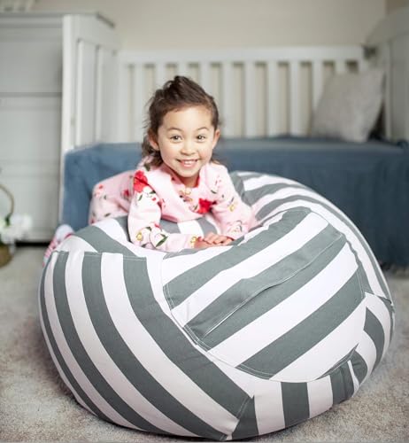 Stuffed Animal Storage Bean Bag Chair Cover - Extra Large Kids Toy Organizer