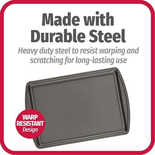 Nonstick Carbon Steel Baking Sheet Set - 13x9 Inch Cookie Sheets (3-Piece)