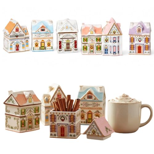 6-Piece Mini Christmas Gingerbread House Spice Jars & Holiday Decor