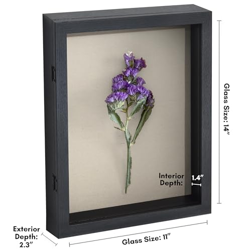 11x14 Shadow Box Frame with Door, Deep Display Case for Memorabilia - Black