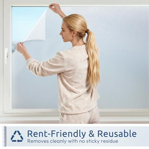 Frosted Glass Window Privacy Film - No Glue, 17.5" x 78.7"
