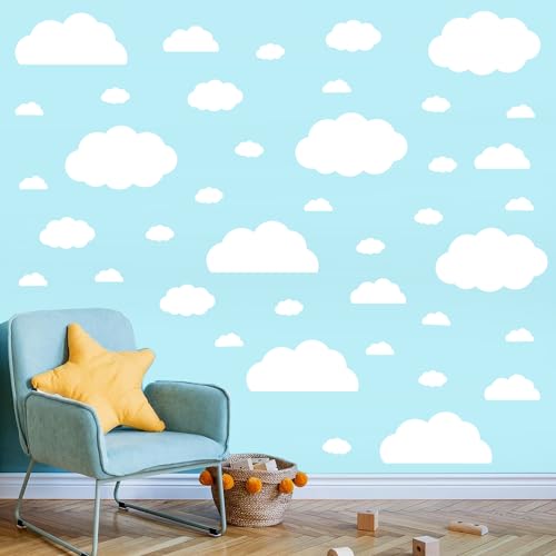 Cloud Wall Decals - 40 Pcs Peel and Stick Removable Wall Stickers for Nursery