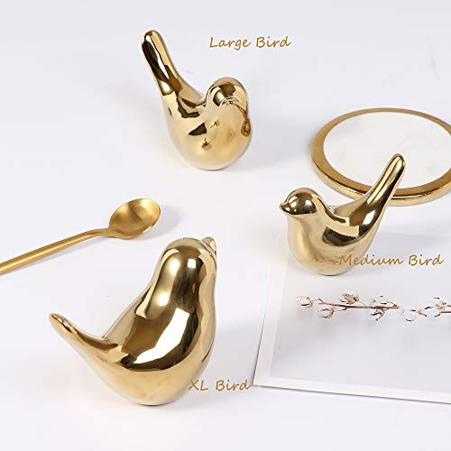 Gold Ceramic Bird Statues & Figurines - Set of 2 Modern Home Decor Accents