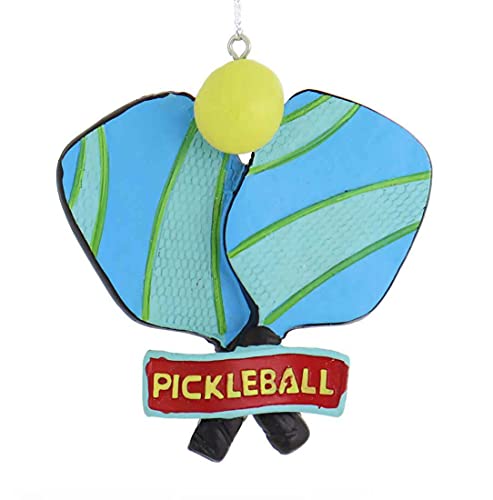 Bright Blue Green Pickleball Racket Ornament | 3.75" Resin Christmas Décor