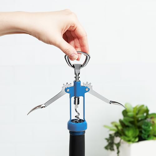 TRUE Blue Winged Corkscrew Wine Opener Set – Multi-Purpose Bottle Opener for Wine, Beer & Soda