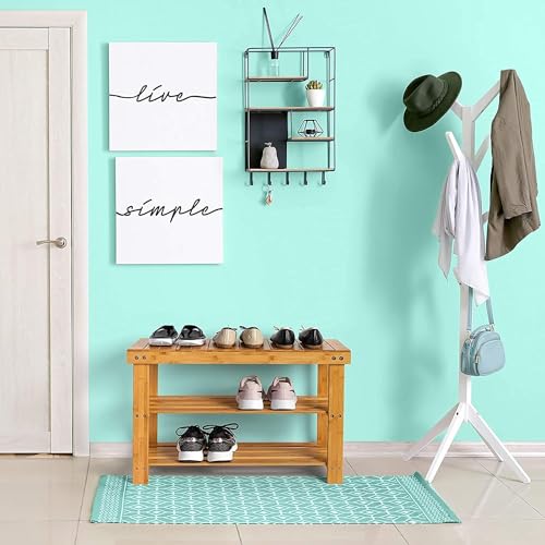 3-Tier Bamboo Shoe Rack Bench, Heavy-Duty Entryway Storage Organizer