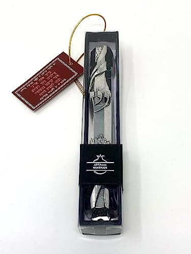 Decorative Metal Mezuzah Case - 6-Inch Silver-Tone Old City Design