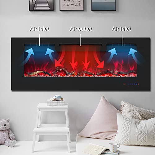 42-Inch Electric Fireplace Insert Recessed and Wall Mounted Heater