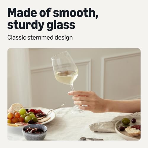 Stemmed White Wine Glasses, 12 oz. Dishwasher-Safe Set of 4