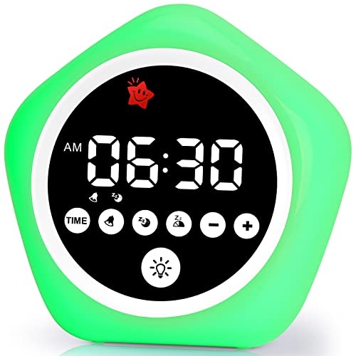Kids Ok to Wake Alarm Clock & Toddler Sleep Trainer with Color Night Light