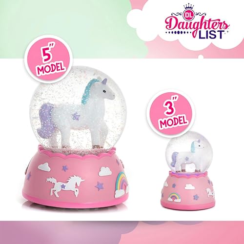 Miniature Shatterproof Unicorn Snow Globe with Light-Up Glitter
