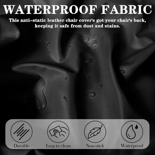Waterproof PU Leather Dining Chair Seat Covers Set of 4 - Black
