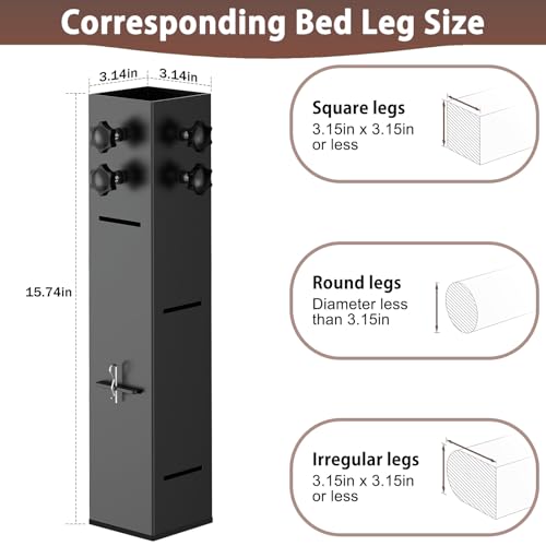 Adjustable Carbon Steel Bed Risers for College Dorms - 3.15" Diameter