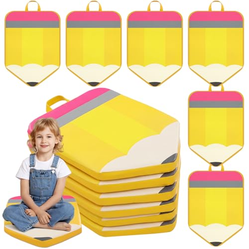 6-Piece Pencil Shaped Floor Cushions for Kids, 12x16 Inch Playroom Seating