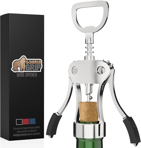 Gorilla Grip Black BPA-Free Wine Opener with Corkscrew & Bottle Opener - Multifunctional, Ergonomic