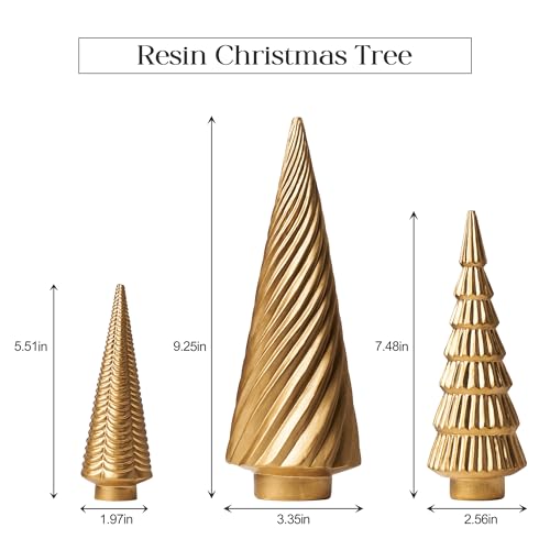 DN DECONATION Spiral Resin Christmas Tree Decorations, 3 PCS for Desk