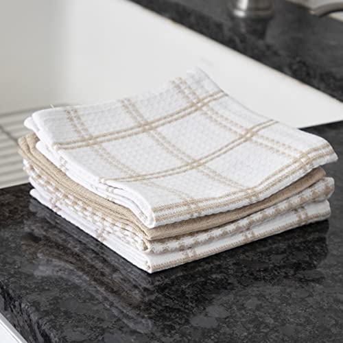 100% Cotton Waffle Dish Cloths 12x13 Inch - Absorbent Kitchen Towels (4-Pack)
