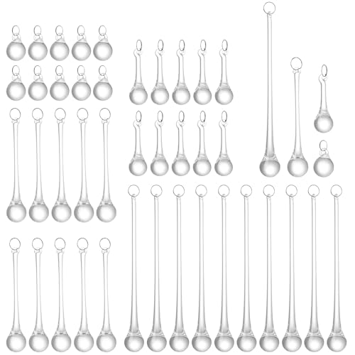 40pcs Clear Glass Teardrop Ornaments for Chandelier Crystals & Holiday Decor