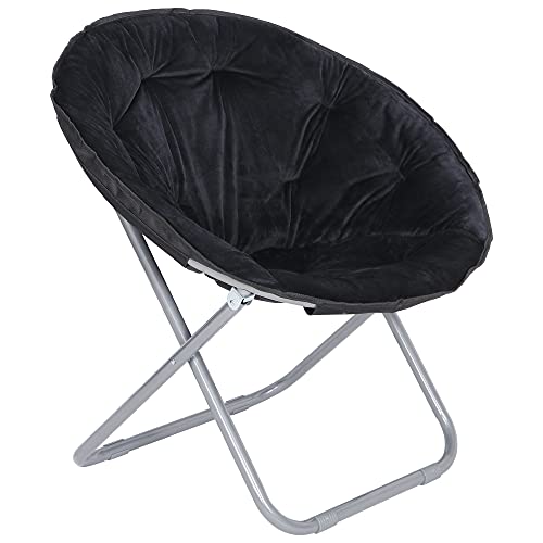 Folding Moon Chair, Padded Faux-Fur Lounge Chair for Bedroom and Dorm