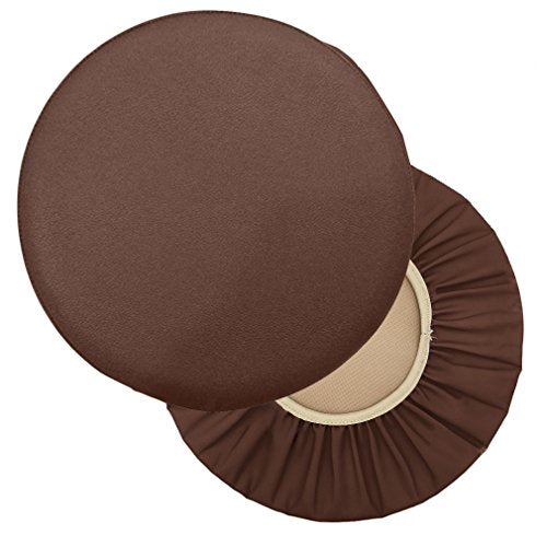 2PC Waterproof PU Bar Stool Covers - Anti-Slip Round Seat 17.5 Inch