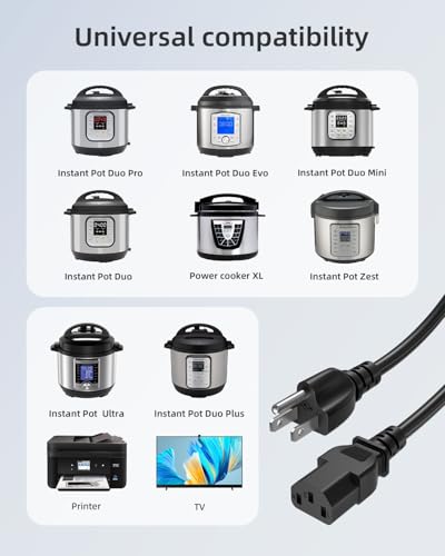 3-Foot 3-Prong AC Power Cord - Universal Replacement for Kitchen Appliances