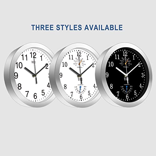 10-Inch Silent Wall Clock with Glass Cover and Aluminum Frame