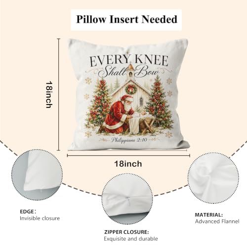 WNAGT Christmas Nativity Santa Pillow Cover 18x18 U Pillow Covers