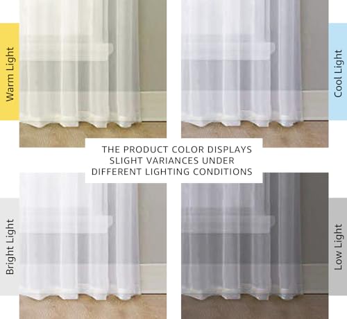 White Sheer Grommet Curtains 84 Inches Long - Light Filtering Drapes (2 Panels)