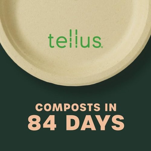 Tellus 12 oz Disposable Bowls, 125 Count – Made in USA with U.S. and Imported Plant Fibers, BPI Certified ASTM D6868, CMA & Kosher, No PFAS Added, Durable & Beige Color