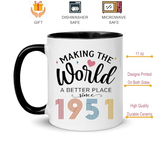 75th Birthday Mug for Women Men 11oz - Funny 1951 Celebration Gift - LXQM Variation 75
